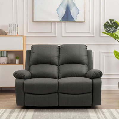 Comfy Living Linen Electric Reclining 2 Seater Sofa In Dark Grey