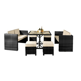 Comfy Living Maratea Rattan Garden Set  in Black with Cover