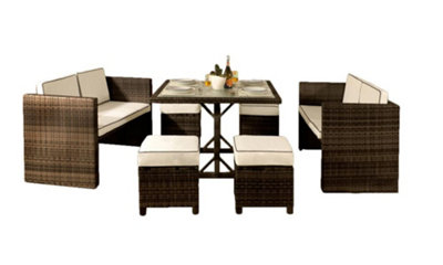 Comfy Living Maratea Rattan Garden Set  in Chocolate with Cover