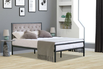 Buy Comfy Living Metal Bedframe 4ft6 Double with Plush Velvet Grey ...