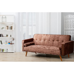 Comfy Living Miami Crushed Velvet Sofa Bed in Brown