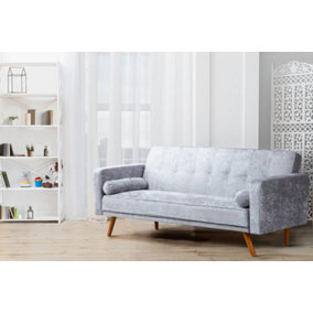 Comfy Living Miami Crushed Velvet Sofa Bed in Silver