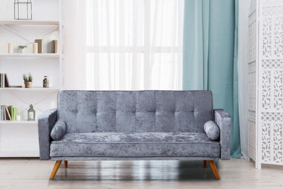 Comfy Living Miami Crushed Velvet Sofa Bed in Steel