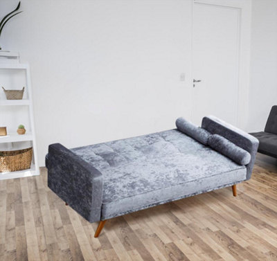 Comfy Living Miami Crushed Velvet Sofa Bed in Steel