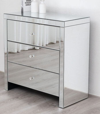 Comfy Living Mirrored 3 Drawer Chest Of Drawers