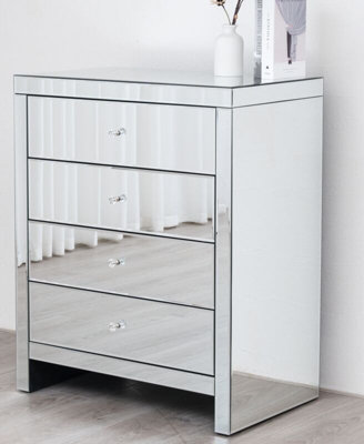 Comfy Living Mirrored 4 Drawer Chest Of Drawers