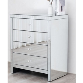 Comfy Living Mirrored 4 Drawer Chest Of Drawers