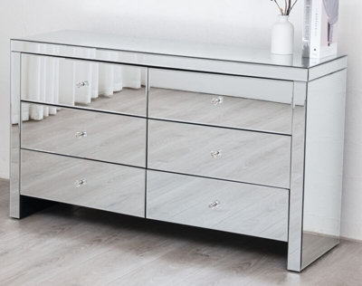 Comfy Living Mirrored 6 Drawer Chest Of Drawers