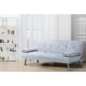 Comfy Living Naples Crushed Velvet Sofa Bed in Silver