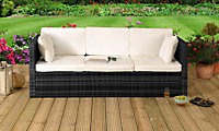 Comfy Living Rattan Storage Sun Lounger in Brown