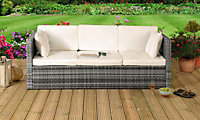 Comfy Living Rattan Storage Sun Lounger in Grey