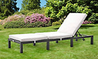 Comfy Living Rattan Sun Lounger in Grey