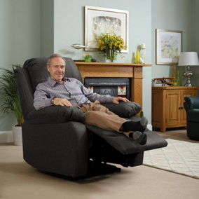 Comfy Living Reclining Fabric Sofa Dark Grey-  Armchair
