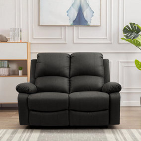 Comfy Living Reclining Fabric Sofa In Dark Grey 2 Piece