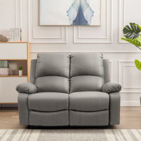 Comfy Living Reclining Fabric Sofa In Light Grey 2 Piece