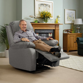 Comfy Living Reclining Fabric Sofa Light Grey-  Armchair