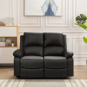 Comfy Living Reclining Faux Leather Sofa In Black 2 Piece