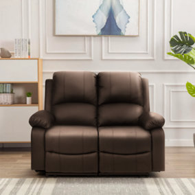 Comfy Living Reclining Faux Leather Sofa In Brown 2 Piece