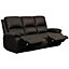 Comfy Living Reclining Faux Leather Sofa In Brown 3 Piece