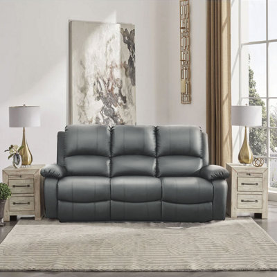 Dark grey discount leather recliner sofa