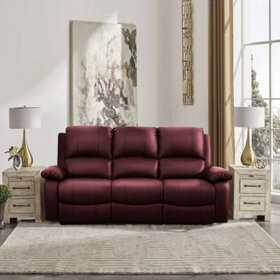 Red store leather settee