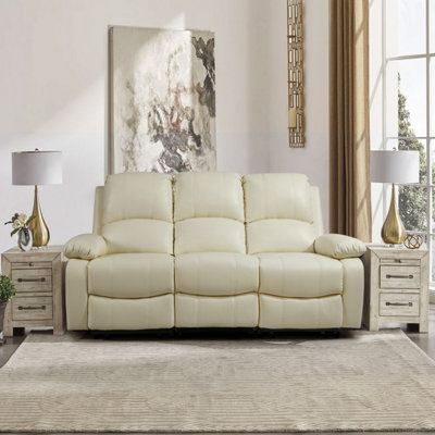 Comfy Living Reclining Faux Leather Sofa Set In Ivory - 3 Piece, 2 Piece