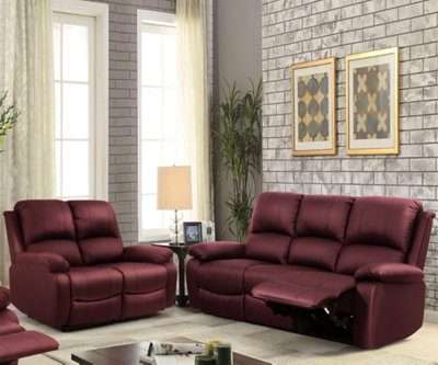 Red leather 3 piece outlet suite