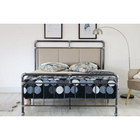 Comfy Living Single Metal Industrial Scaffold Pipe Copper Mesh Bed Frame