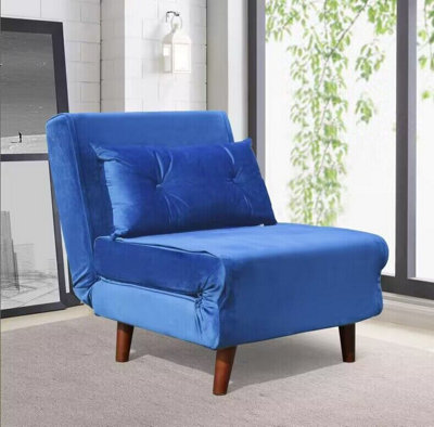 Comfy Living Small Single Sofa Bed Chair Velvet Fabric Armchair Sleeper