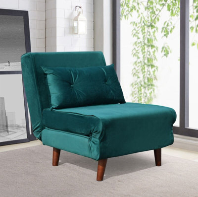 Comfy Living Small Single Sofa Bed Chair Velvet Fabric Armchair