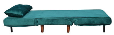 Comfy Living Small Single Sofa Bed Chair Velvet Fabric Chaise Pull Out Green