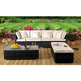 Comfy Living Tropea Rattan Garden Set in Black with Cover