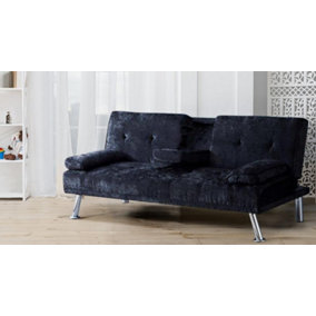 Comfy Living Verona Crushed Velvet Sofa Bed in Black