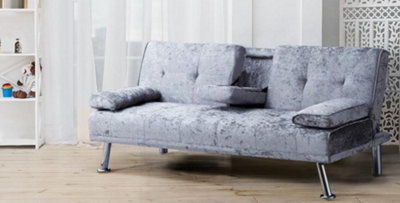 Grey crushed deals velvet sofa bed