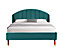 Comfy Living Winged Plush Velvet Fabric  Bed Frame with Curved Headboard 4ft6 Double Green