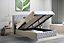 Comfy Living Winged Plush Velvet Fabric Ottoman Storage Bed Frame with Headboard in Light Grey