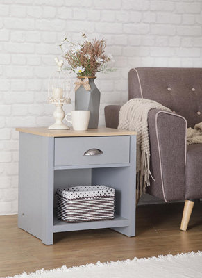 Comfy Living Wooden Lamp Table Available in Grey/Oak