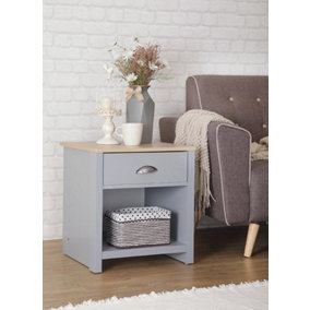Comfy Living Wooden Lamp Table Available in Grey/Oak