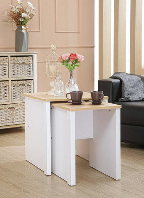 Comfy Living Wooden Nest of Tables Available in White/Oak