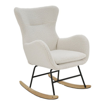 Comfy Sherpa Upholstered Rocking Armchair Accent Chair with High ...