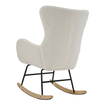 Comfy Sherpa Upholstered Rocking Armchair Accent Chair with High ...