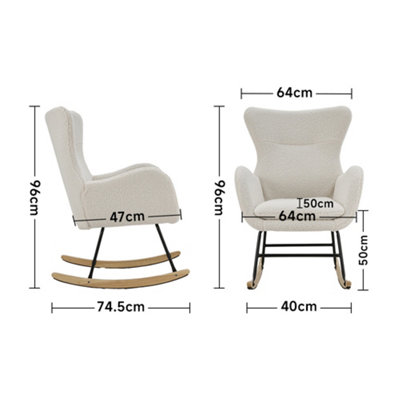 Comfy Sherpa Upholstered Rocking Armchair Accent Chair with High ...