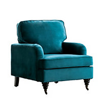 Comfy Upholstered Occasional Armchair Accent Chair Folding Back Removable Cushion with Wooden Legs