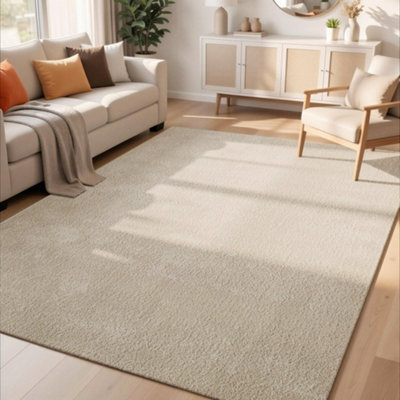 Comfy Washable Low Pile Living Room Area Rug - Anti-Slip Felt Backing ...
