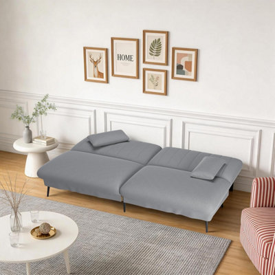 COMHOMA Fabric 2-Seater Click Clack Sofa Bed, 5-Gear Adjustable Back ...