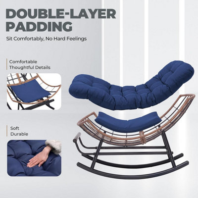 COMHOMA Outdoor Rocking Chair with Thick Cushion, Patio Rattan Wicker ...
