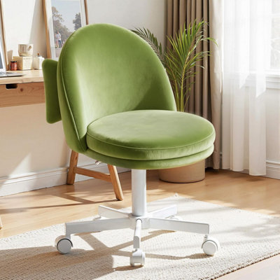 COMHOMA VANITY DESK CHAIR DRESSING TABLE CHAIRS SWIVEL HEIGHT ADJUSTABLE  CHAIR, VELVET, GREEN