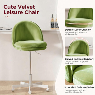 COMHOMA VANITY DESK CHAIR DRESSING TABLE CHAIRS SWIVEL HEIGHT ADJUSTABLE  CHAIR, VELVET, GREEN