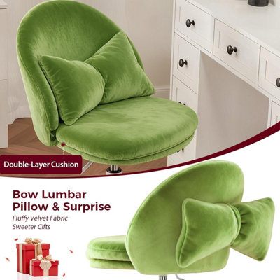 COMHOMA VANITY DESK CHAIR DRESSING TABLE CHAIRS SWIVEL HEIGHT ADJUSTABLE  CHAIR, VELVET, GREEN