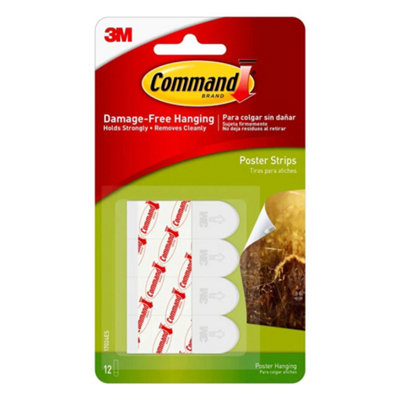 Command 17024 Damage-Free Hanging Poster Strips White - 12 CT
